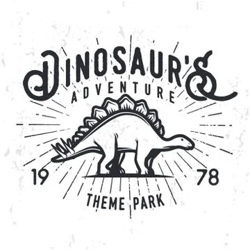 Vector dinosaur adventure logo concept. Stegosaurus theme park insignia design Stock Illustration