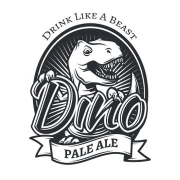 Vector dinosaur craft beer brewery logo concept. T-rex bar insignia design. Pale Stock Illustration