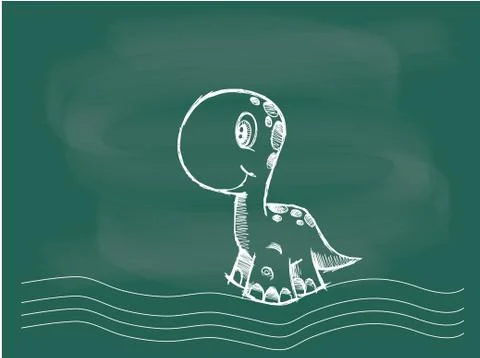 Vector of Dinosaur drawing on the blackboard chalk. 스톡 일러스트