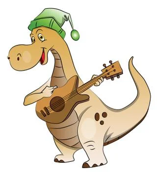 Vector of dinosaur playing guitar. Stock Illustration