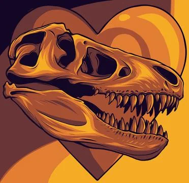 Vector Dinosaur Skull Of T-Rex Skull in the heart Stock Illustration