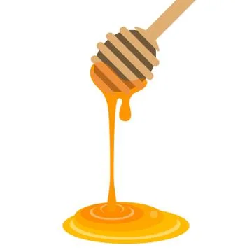 Vector dipper and honey, flat design,no gradient Stock Illustration