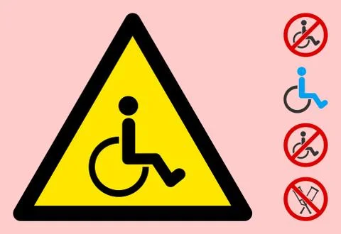 Vector Disabled Person Warning Triangle Sign Icon Illustrazione stock