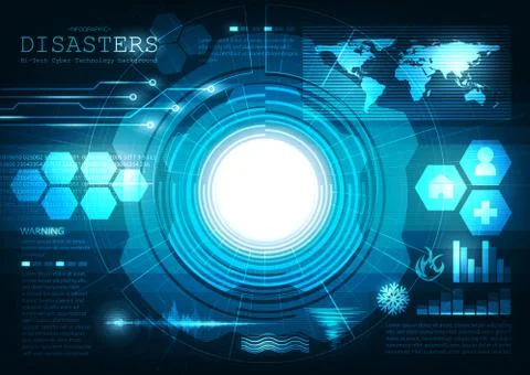 Vector Disasters Infographic system on Light Digital Technology Background Stock Illustration
