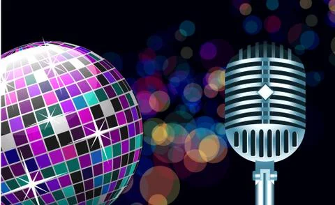 Vector disco ball with microphone Stock Illustration