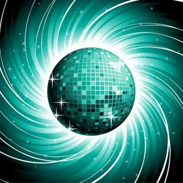 Vector discoball on shiny blue grunge background. Stock Illustration