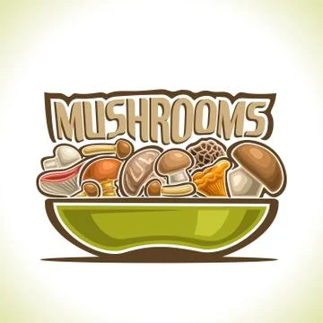 Vector dish with edible Mushrooms Stock Illustration