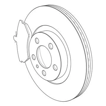 Vector disk brake with break pads line art isolated on white 스톡 일러스트