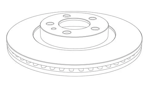 Vector disk brake line art isolated on white Stock Illustration