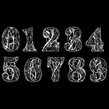 Vector distressed numbers set.Grunge style font. Stock Illustration