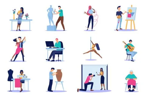 Vector of diverse people with creative artistic occupations Stock Illustration