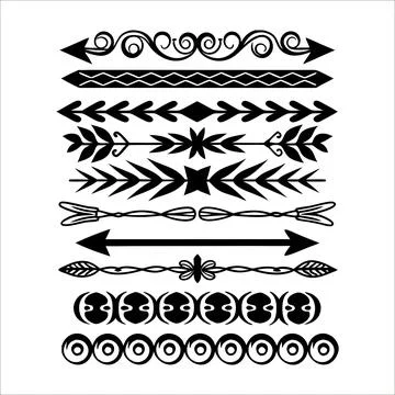 Vector Dividers and Arrows Set – Black Decorative Elements for Graphic Design Illustrazione stock