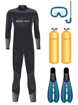 Vector diving equipment. Stock Illustration