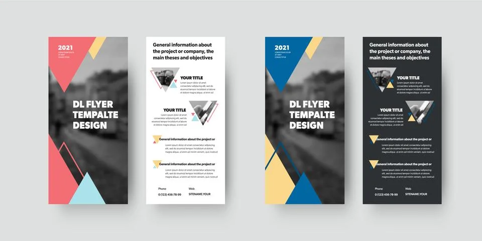 Vector dl flyer template with color design isolated on white and black backgr Stock Illustration