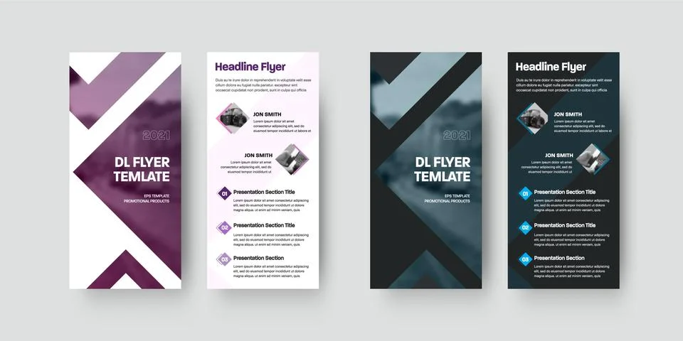 Vector dl flyer template with color design isolated on white and black backgr Stock Illustration