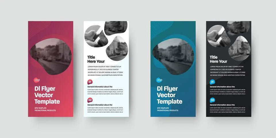 Vector dl flyer template with color design isolated on white and black backgr Stock Illustration