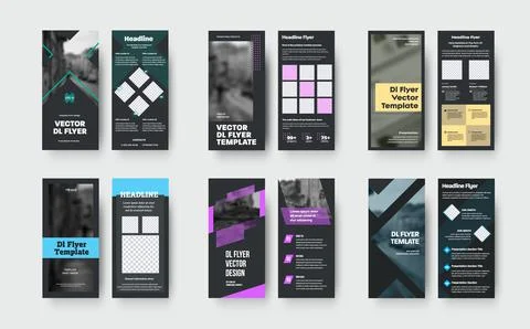 Vector dl flyer template with colored geometric elements, place for photo, on Stock Illustration