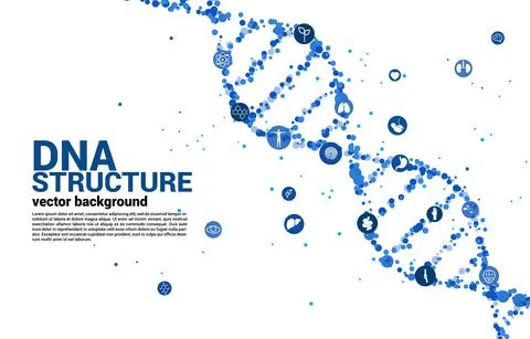 Vector DNA genetic structure from dot random with icon. background concept fo Stock Illustration