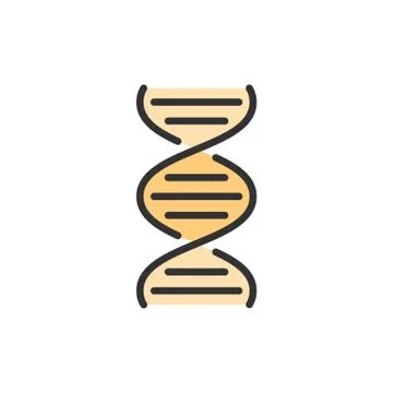 Vector DNA molecule flat color line icon. 스톡 일러스트