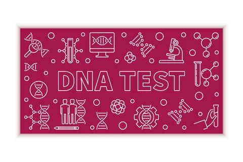 Vector DNA Test horizontal illustration in thin line style Stock Illustration