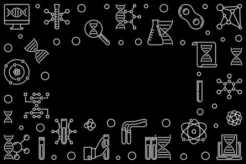 Vector DNA Test outline horizontal illustration or frame Stock Illustration