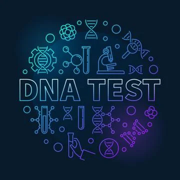 Vector DNA Test round colored linear concept illustration Stock Illustration