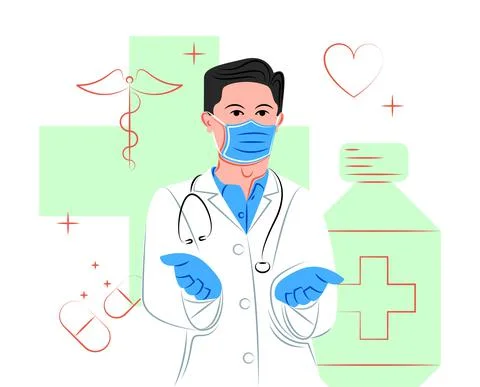 Vector doctor with open arms in shadow of sharp lines style Illustrazione stock