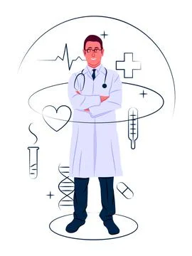 Vector doctor in shadow sharp lines style Stock Illustration