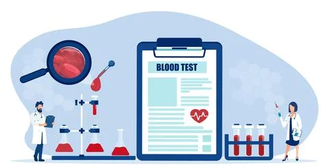 Vector of doctors and lab personal collecting blood to perform medical blood  Stock Illustration