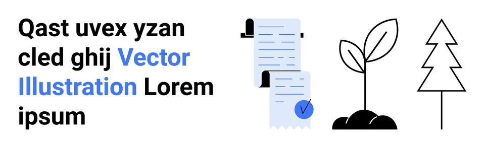 Vector Document Checklist and Tree Icons for Nature-Themed Digital Projects Stock Illustration