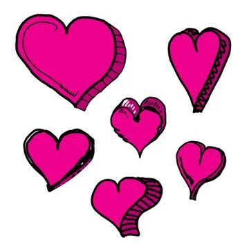 Vector doddle hearts set. hand drawn heart Illustrazione stock