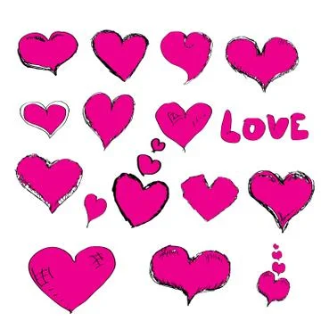 Vector doddle hearts set. hand drawn heart Illustrazione stock