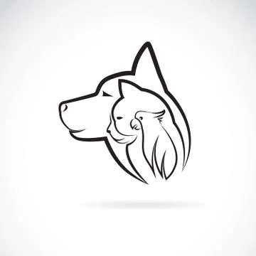 Vector of a dog cat and bird on white background. Logo Pet. Animal design. Stock Illustration