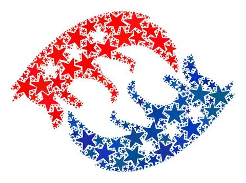 Vector Dog Eats Itself Collage of Stars in American Democratic Colors Stock Illustration