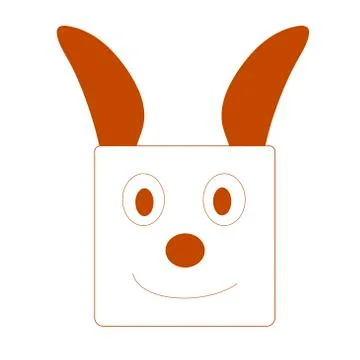 Vector dog face flat design on a white background. Cute square pet. Stock Illustration