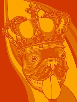 Vector Dog illustration king in colored background Stock Illustration
