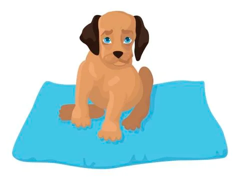Vector dog is sitting on the rug Stock Illustration