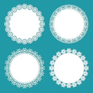 Vector doily lace round patterns Stock Illustration