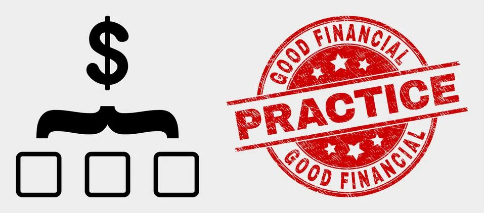 Vector Dollar Aggregation Icon and Grunge Good Financial Practice Stamp Seal Illustrazione stock