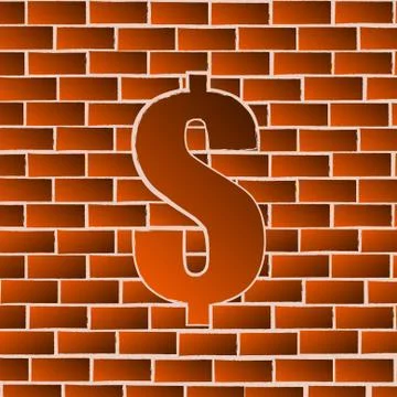 Vector : Dollar block on brick  background Stock Illustration