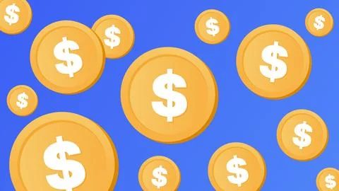 Vector dollar coins falling illustration Stock Illustration