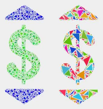 Vector Dollar up Down Mosaic Icon of Triangle Elements Stock Illustration