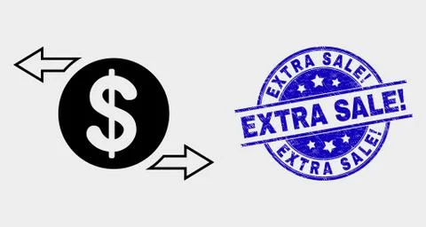 Vector Dollar Exchange Arrows Icon and Distress Extra Sale! Seal Illustrazione stock