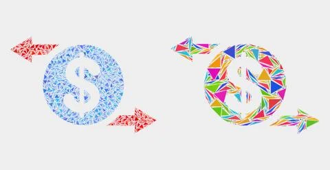 Vector Dollar Exchange Arrows Mosaic Icon of Triangle Elements Stock Illustration