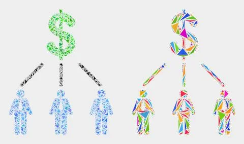 Vector Dollar Managers Links Mosaic Icon of Triangle Elements Stock Illustration