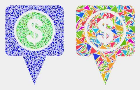 Vector Dollar Map Marker Mosaic Icon of Triangle Items イラスト素材