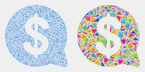 Vector Dollar Message Balloon Mosaic Icon of Triangle Elements Illustrazione stock