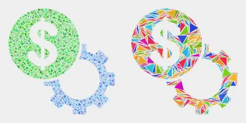 Vector Dollar Setup Gear Mosaic Icon of Triangle Elements 스톡 일러스트