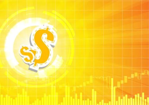 Vector : Dollar sign with business graph on orange background Stock Illustration