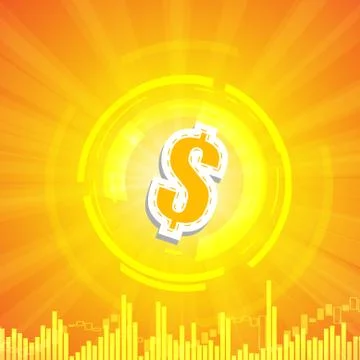 Vector : Dollar sign with business graph on orange background Stock-Illustration